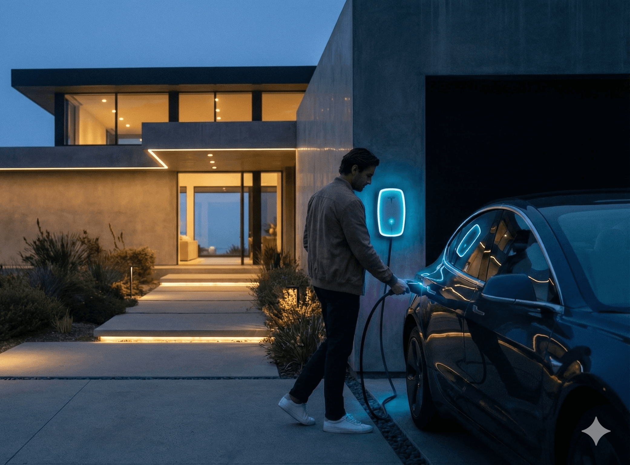 A serene outdoor lounge area with two chairs surrounded by lush greenery and natural light streaming in.